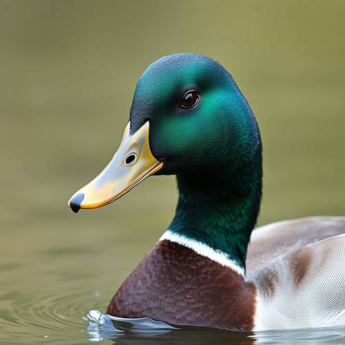 Un canard colvert mâle avec sa tête verte irisée.