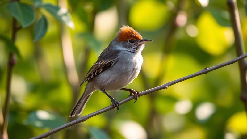 Une fauvette à tête noire femelle, avec sa calotte rousse caractéristique.