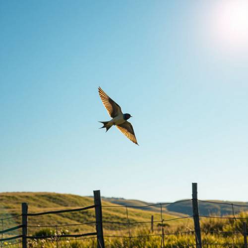 Hirondelle rustique en vol.