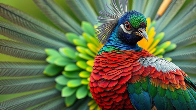 Un Paon coloré symbolisant la diversité des oiseaux exotiques.