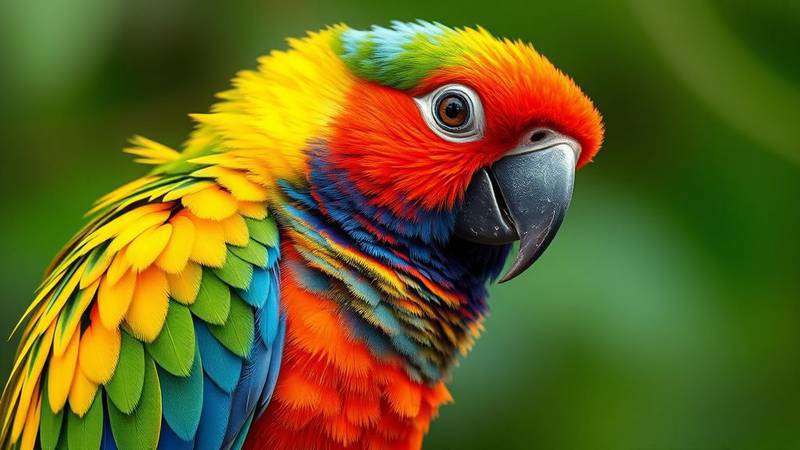 Un Perroquet Ara aux couleurs vives, emblème des oiseaux tropicaux.