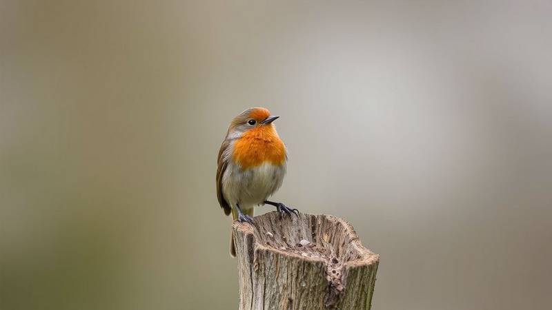 Rouge-gorge familier sur un piquet.