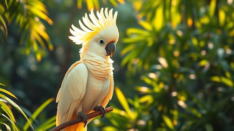 Un Cacatoès avec sa huppe.