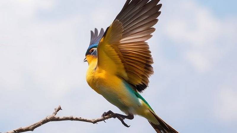 Un oiseau de paradis avec son plumage extravagant.