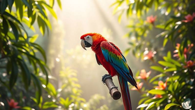 Un Perroquet Ara coloré.