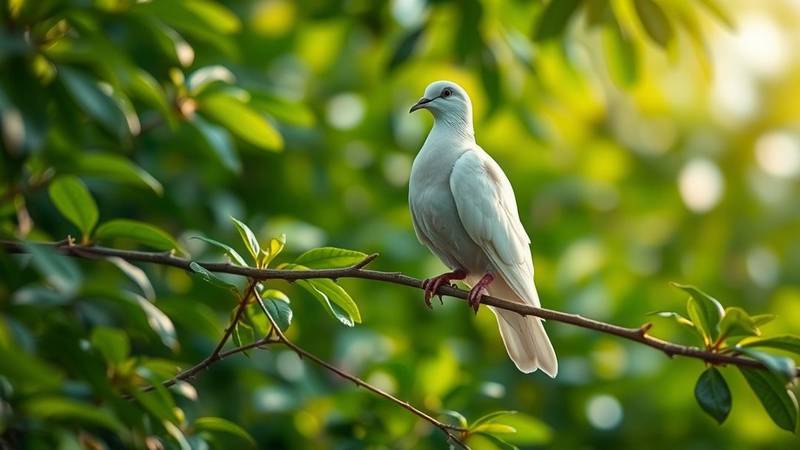 Tourterelle Turque sur une branche d'arbre.