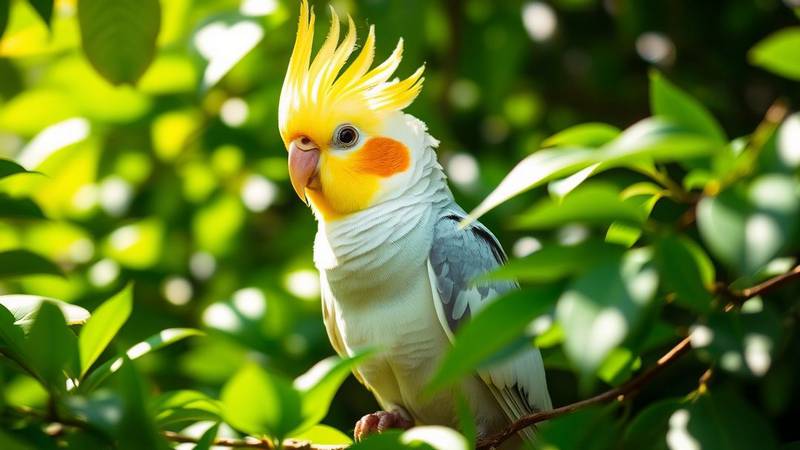 Une calopsitte avec sa huppe dressée.