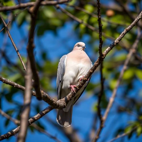 A Collared Dove on a tree branch.