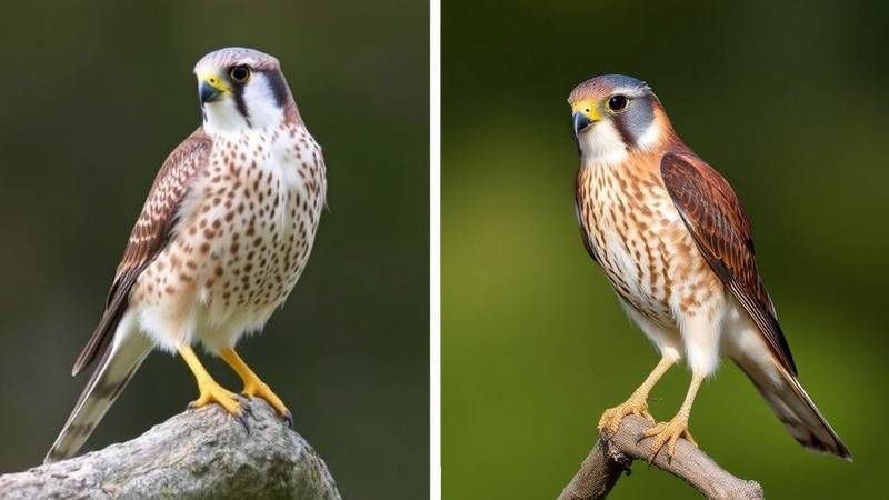 Common Kestrel male and female in flight.