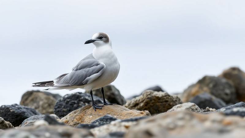 A Common Tern hovering over the water.