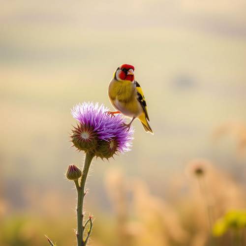 European Goldfinch on a thistle.