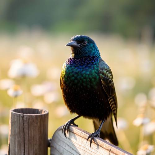 European Starling with iridescent plumage.