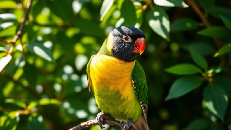 A Fischer's Lovebird with its white eye-ring.