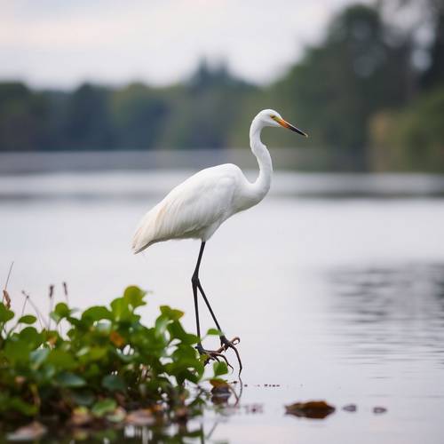 A Little Egret standing in shallow water.