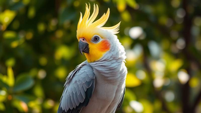 A Cockatiel with its crest.