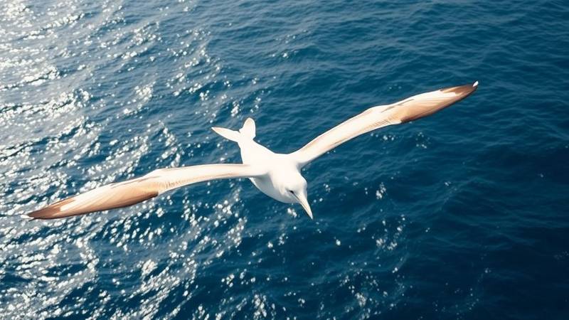 An albatross with its wings outstretched.