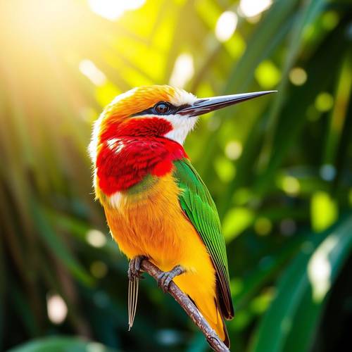 A White-fronted Bee-eater showing its colorful plumage.